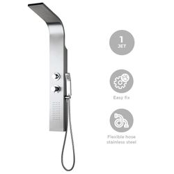 Coluna de duche em aço inox prateado, 18 x 45 x 120 cm | Lusso Frieza