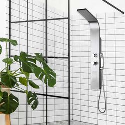 Coluna de duche em aço inox prateado, 18 x 45 x 120 cm | Lusso Frieza