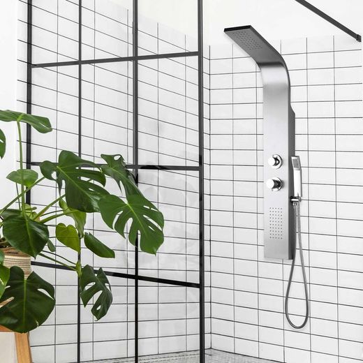Coluna de duche em aço inox prateado, 18 x 45 x 120 cm | Lusso Frieza
