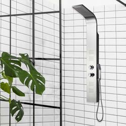Columna de ducha de acero inoxidable en plateado, 18 x 45 x 150 cm | Lusso Quescence