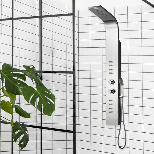 Columna de ducha de acero inoxidable en plateado, 18 x 45 x 150 cm | Lusso Quescence