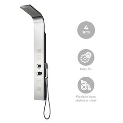 Columna de ducha de acero inoxidable en plateado, 18 x 45 x 150 cm | Lusso Quescence
