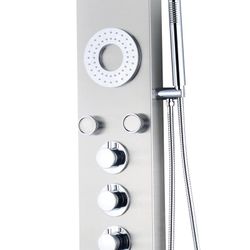 Stainless steel shower column in silver, 20 x 45 x 140 cm | Lusso Spa