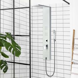 Coluna de duche em aço inox prateado, 20 x 50 x 130 cm | Lusso Calma