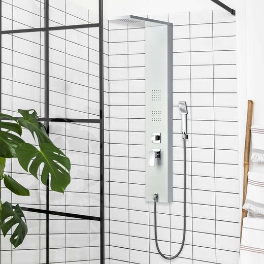 Coluna de duche em aço inox prateado, 20 x 50 x 130 cm | Lusso Calma