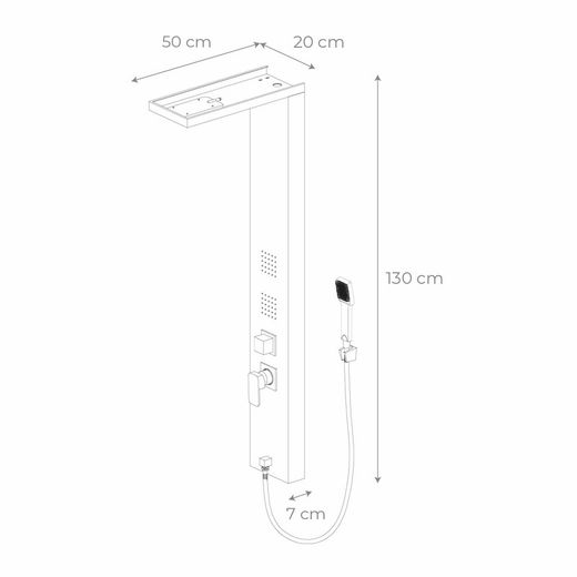 Coluna de duche em aço inox prateado, 20 x 50 x 130 cm | Lusso Calma