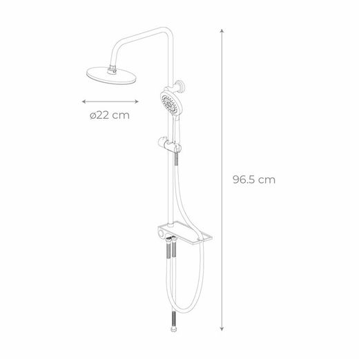 Stainless steel shower column in silver, 2.2 x 35.5 x 96.5 cm | Chillout Bay