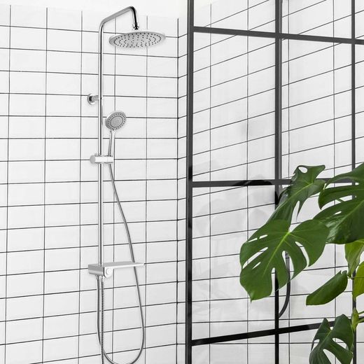 Stainless steel shower column in silver, 2.2 x 35.5 x 96.5 cm | Chillout Bay