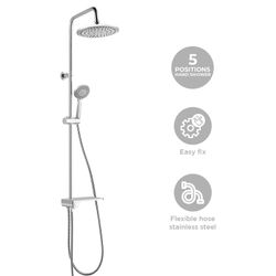 Stainless steel shower column in silver, 2.2 x 35.5 x 96.5 cm | Chillout Bay