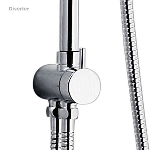 Roestvrijstalen douchezuil in zilver, 2,2 x 35,5 x 96,5 cm | Chillout-vallei