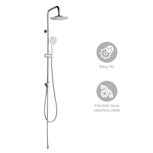 Roestvrijstalen douchezuil in zilver, 2,2 x 35,5 x 96,5 cm | Chillout-vallei