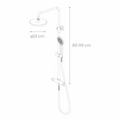 Colonne de douche en acier inoxydable argenté, 2,4 x 34 x 83/119 cm | Rivière relaxante