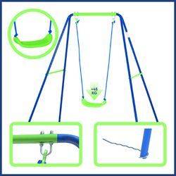 Baloiço infantil de metal azul e verde, 142 x 142 x 180 cm | balanço
