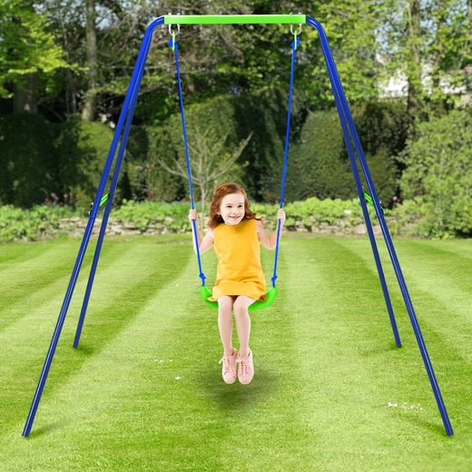 Kinderschaukel aus Metall in Blau und Grün, 142 x 142 x 180 cm | schwingen