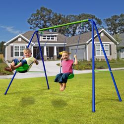 Children's metal swing in blue and green, 220 x 138 x 182 cm | swing