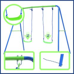Children's metal swing in blue and green, 220 x 138 x 182 cm | swing