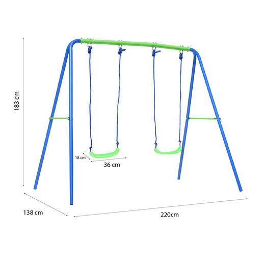 Children's metal swing in blue and green, 220 x 138 x 182 cm | swing