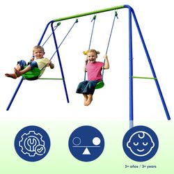 Children's metal swing in blue and green, 220 x 138 x 182 cm | swing