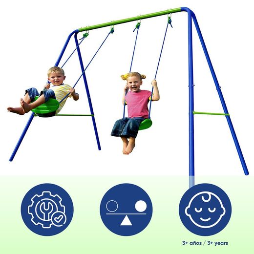 Children's metal swing in blue and green, 220 x 138 x 182 cm | swing