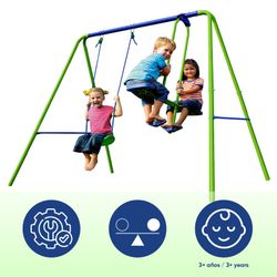 Children's metal swing in green and blue, 220 x 140 x 182 cm | swing