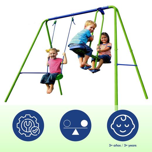 Children's metal swing in green and blue, 220 x 140 x 182 cm | swing