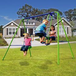 Children's metal swing in green and blue, 220 x 140 x 182 cm | swing