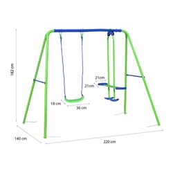 Children's metal swing in green and blue, 220 x 140 x 182 cm | swing