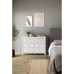 Pine chest of drawers in white, 110 x 40 x 80 cm | Berna