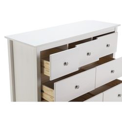 Pine chest of drawers in white, 110 x 40 x 80 cm | Berna