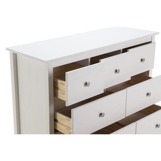 Pine chest of drawers in white, 110 x 40 x 80 cm | Berna