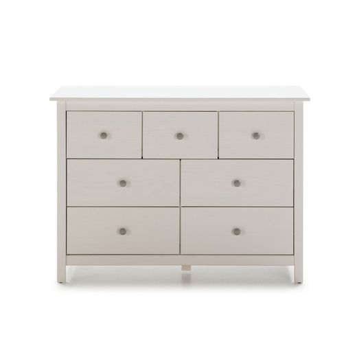 Pine chest of drawers in white, 110 x 40 x 80 cm | Berna