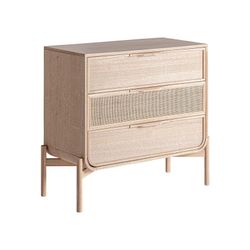 Cômoda em madeira de freixo e rattan em cor natural, 90 x 39 x 80 cm | Weurtz