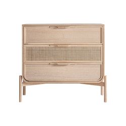 Cômoda em madeira de freixo e rattan em cor natural, 90 x 39 x 80 cm | Weurtz