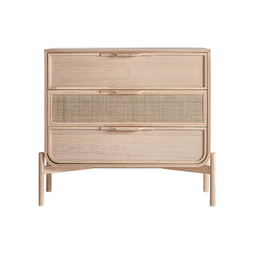 Ladekast van essenhout en rotan in naturel, 90 x 39 x 80 cm | Weurtz