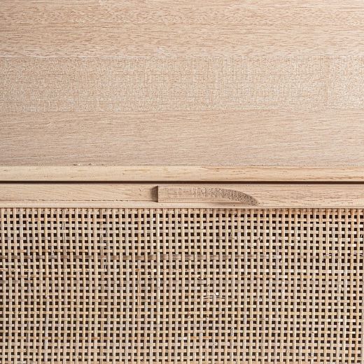 Ladekast van essenhout en rotan in naturel, 90 x 39 x 80 cm | Weurtz