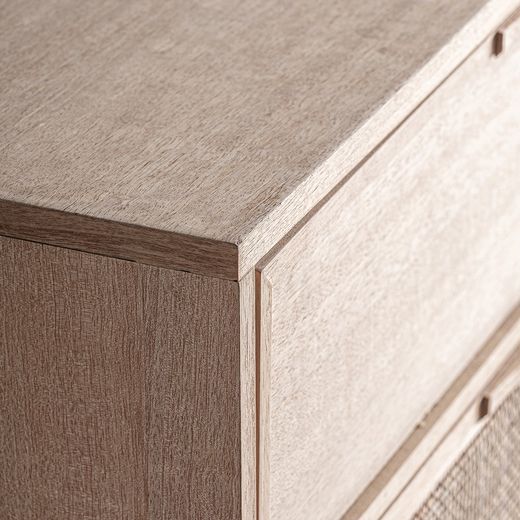 Ladekast van essenhout en rotan in naturel, 90 x 39 x 80 cm | Weurtz