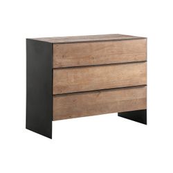 Cómoda de madera de mango y metal en marrón y negro, 100 x 48 x 80 cm | Killeany