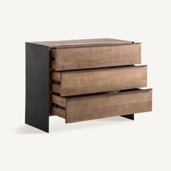 Cómoda de madera de mango y metal en marrón y negro, 100 x 48 x 80 cm | Killeany