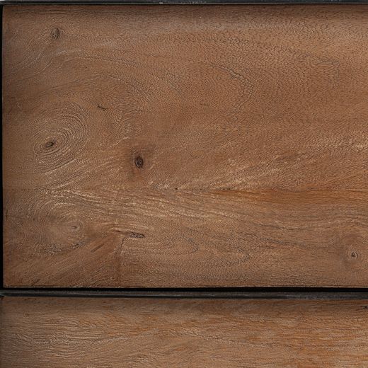Cómoda de madera de mango y metal en marrón y negro, 100 x 48 x 80 cm | Killeany