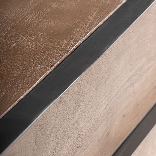Cómoda de madera de mango y metal en marrón y negro, 100 x 48 x 80 cm | Killeany