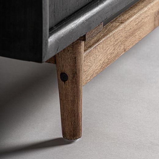 Commode en bois de mindi noir et naturel, 90 x 40 x 86 cm | Thiers