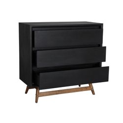 Commode en bois de mindi noir et naturel, 90 x 40 x 86 cm | Thiers
