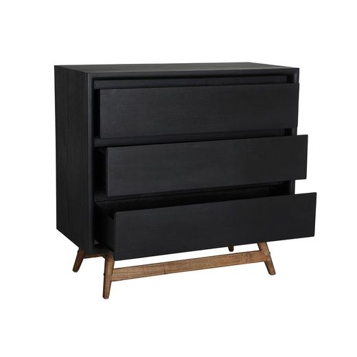 Commode en bois de mindi noir et naturel, 90 x 40 x 86 cm | Thiers