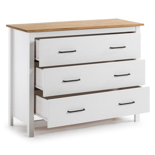 White pinewood chest of drawers, 100 x 40 x 80 cm | Miranda