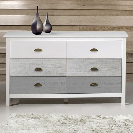 Chambre à coucher avec tête de lit, 2 tables de chevet et commode | romantique