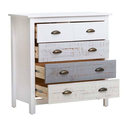 Conjunto de Dormitorio, cabecero, 2 mesitas de 2 cajones y cómoda | Colección Romántica