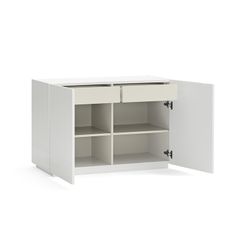 White and cream wooden chest of drawers, 100.2 x 48 x 70 cm | Doric