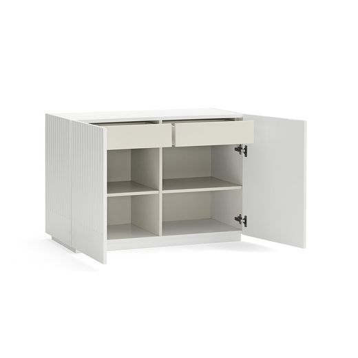 White and cream wooden chest of drawers, 100.2 x 48 x 70 cm | Doric