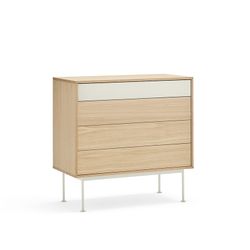 Oak and cream wooden chest of drawers, 90 x 86 x 45 cm | Yoko