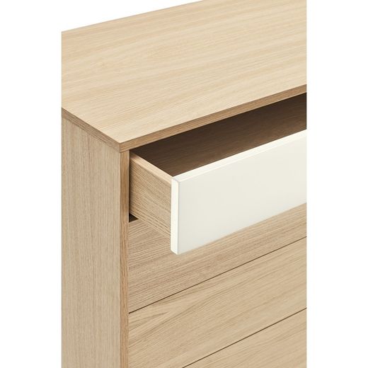 Oak and cream wooden chest of drawers, 90 x 86 x 45 cm | Yoko